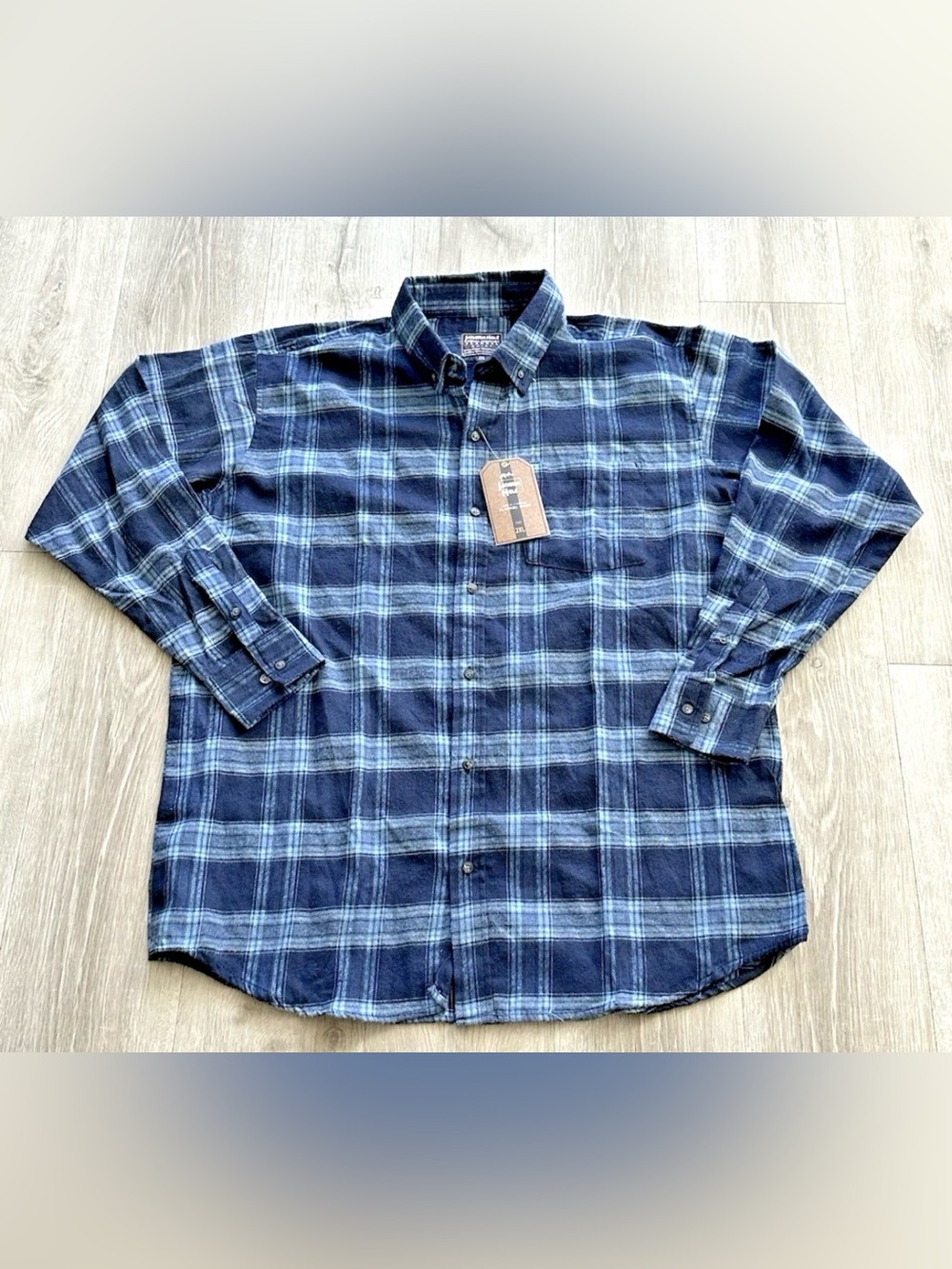 Jackson Hole Flannel Shirt Mens 2XL Blue Plaid Long Sleeve Button Soft NEW